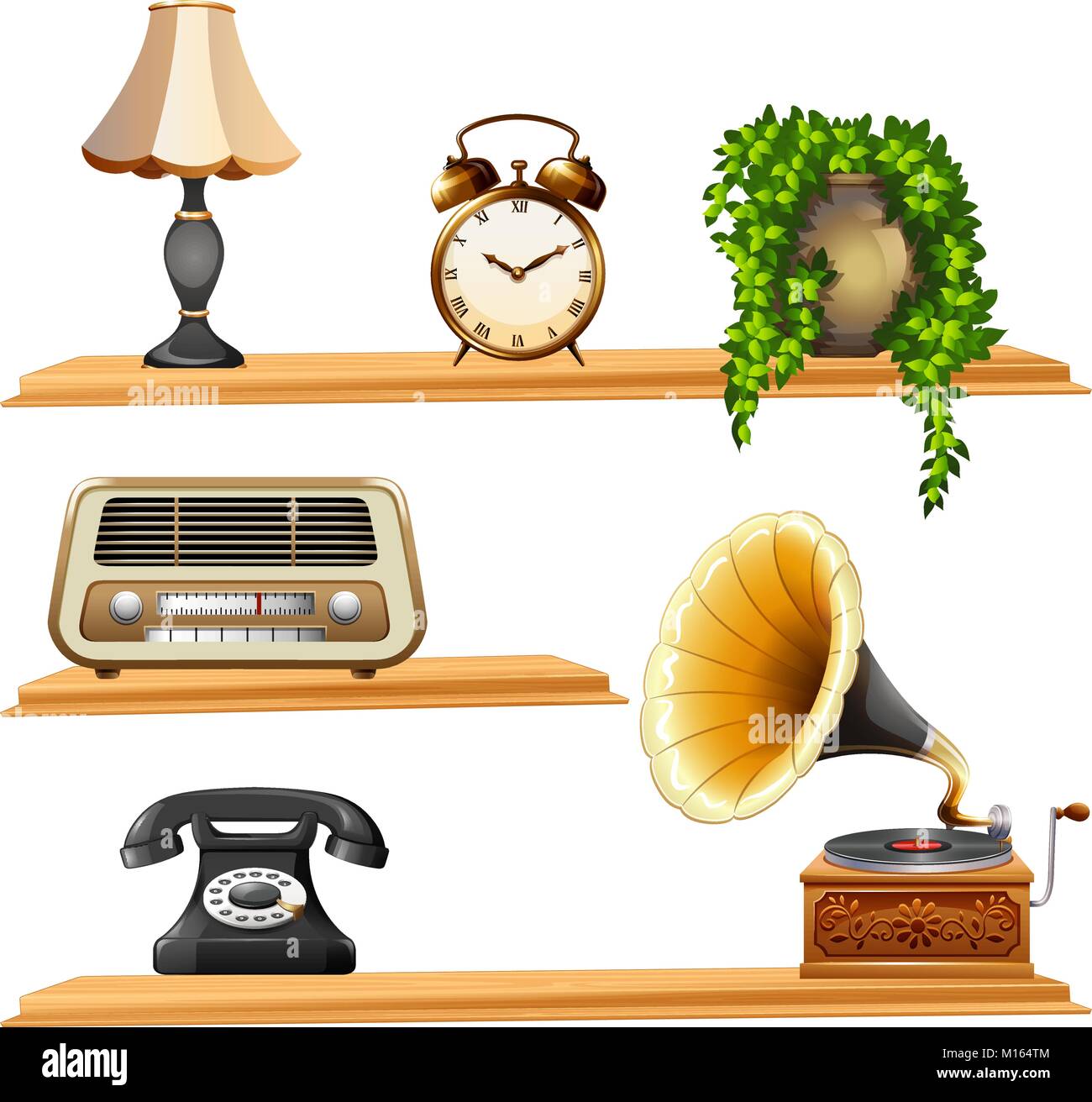 Vintage Items On Wooden Shelves Illustration Stock Vector Image Art Vintage Items On Wooden Shelves Illustration Stock Vector Image Art
