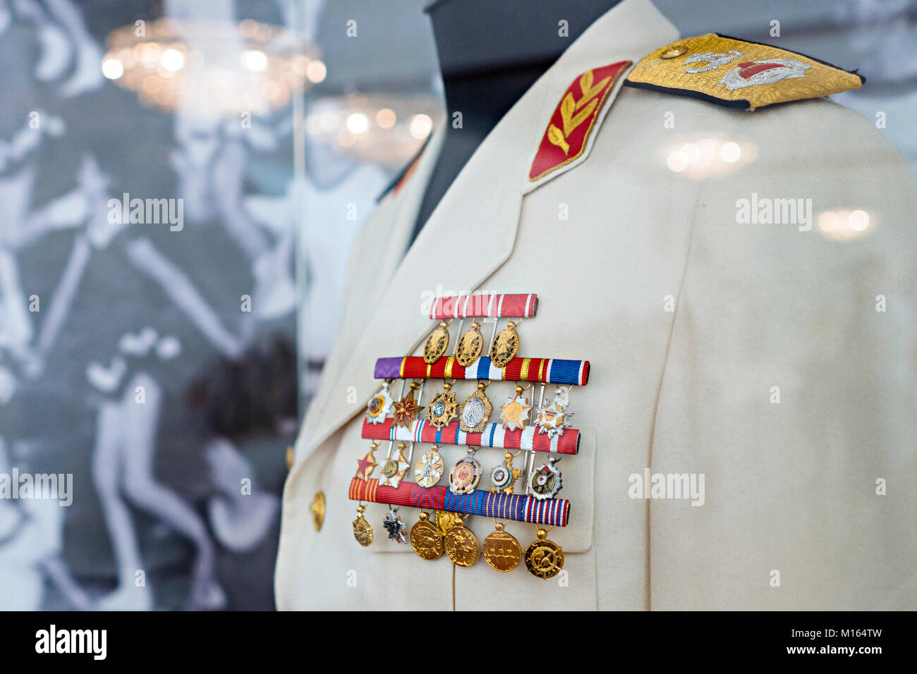 Belgrade, Serbia - May 25, 2017: Uniform of Marshal Josip Broz Tito, ex Yugoslavian president, in House of flowers museum Stock Photo