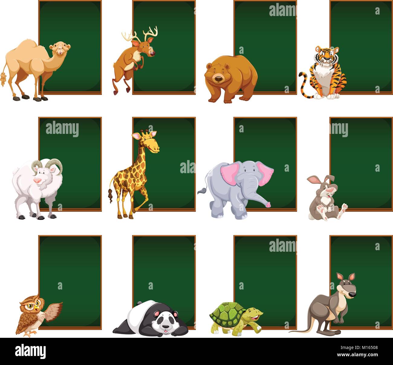 Blank chalkboard with wild animals illustration Stock Vector Image ...