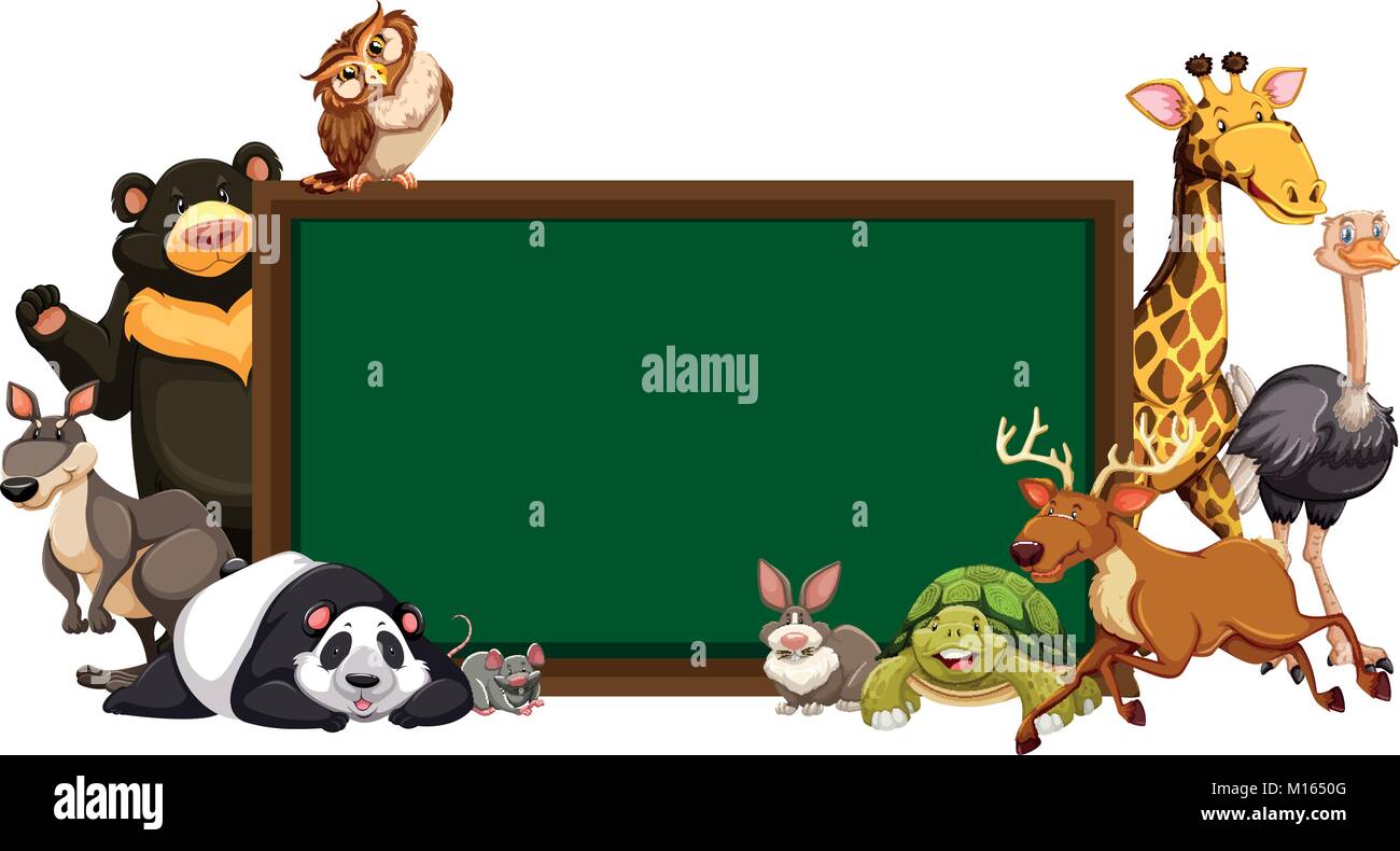 Board template with wild animals illustration Stock Vector Image & Art ...