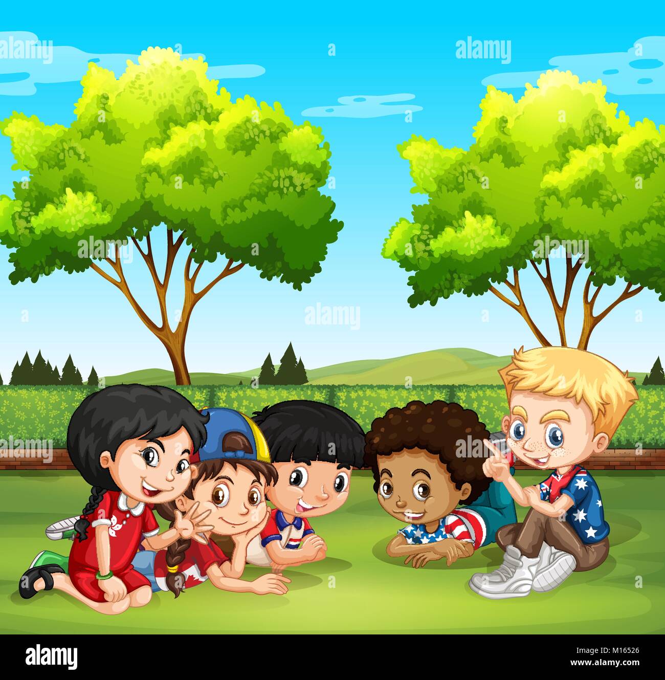 Happy children in the park illustration Stock Vector Image & Art - Alamy