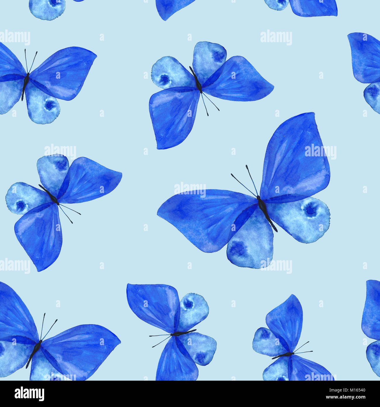 Watercolor pattern of painted butterflies. Seamless illustration for ...