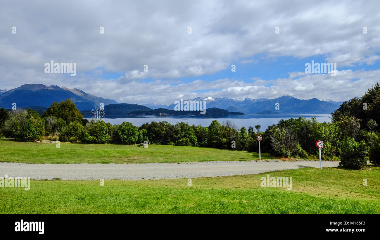 Lake Manapouri in the southwest corner of the South Island, New Zealand ...
