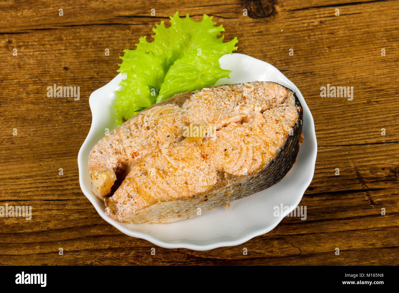 Steamed salmon with thyme Stock Photo Alamy