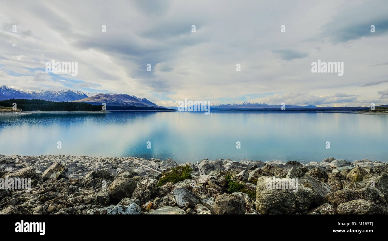 Lake Manapouri at summer day in South Island, New Zealand Stock Photo ...
