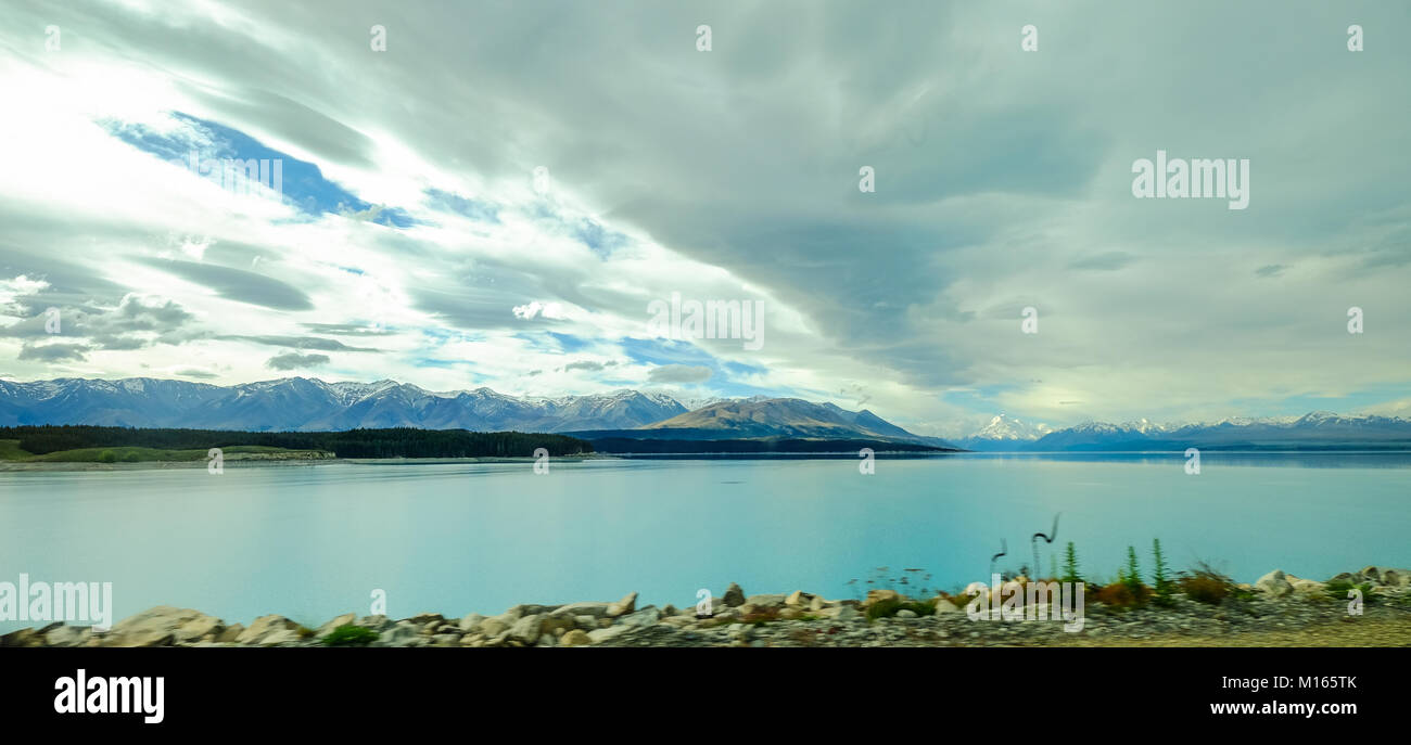 Lake Manapouri at summer day in South Island of New Zealand Stock Photo ...