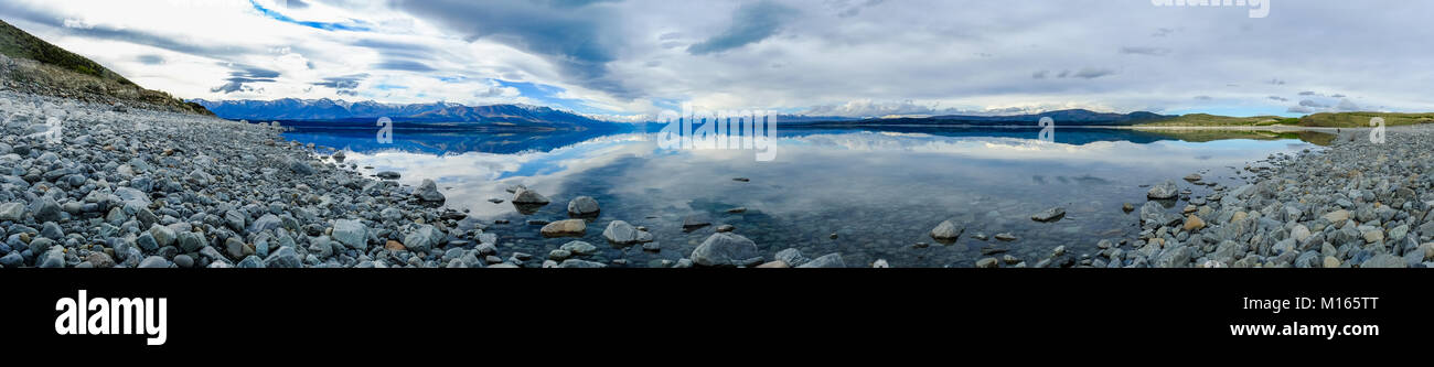 Panorama view of Lake Manapouri in South Island, New Zealand Stock ...