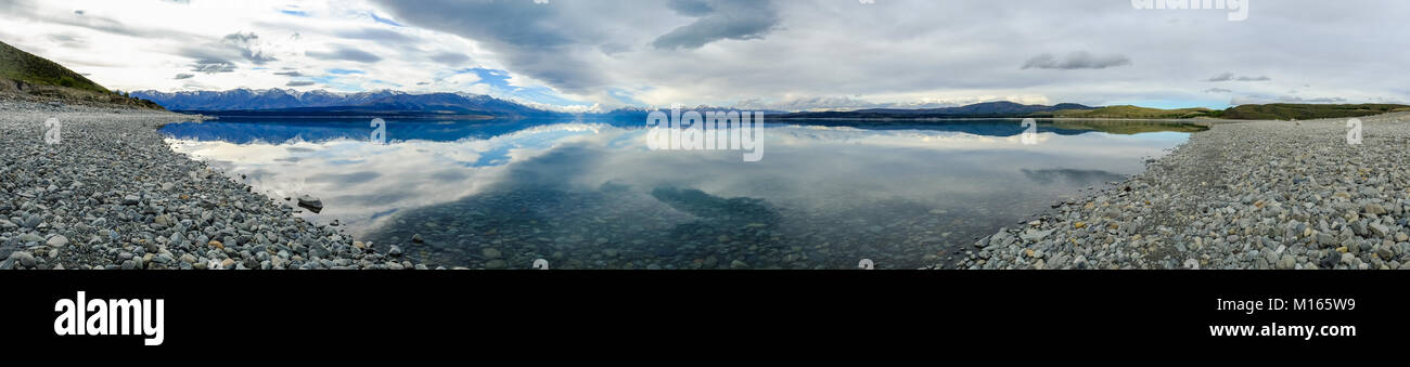 Panorama view of Lake Manapouri in South Island, New Zealand Stock ...
