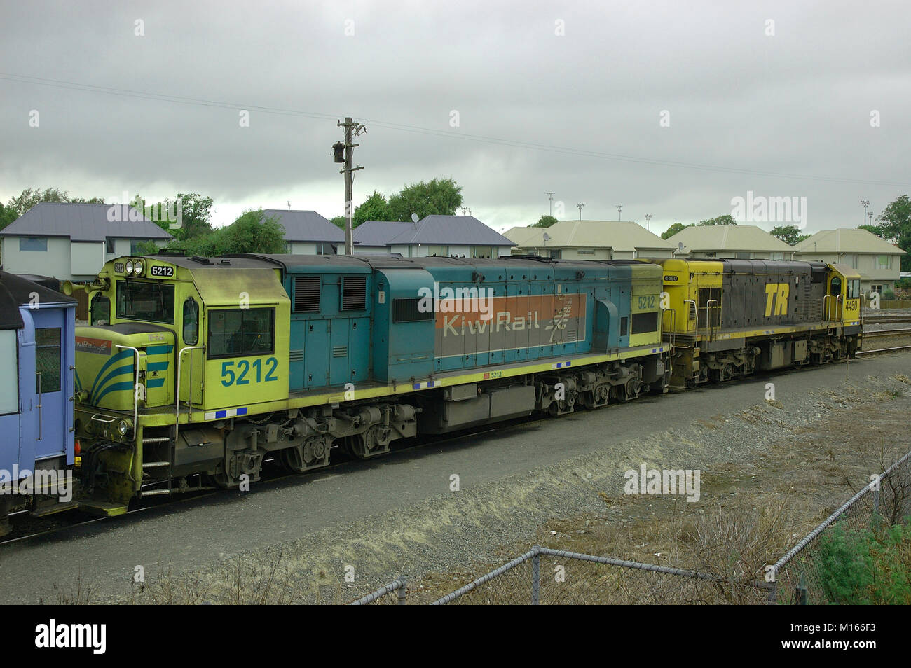 Two diesel engines that pull the TranzAlpine Train over the Southern Alps from Christchurch to Greymouth via Arthur's Pass. KIWI Rail Stock Photo