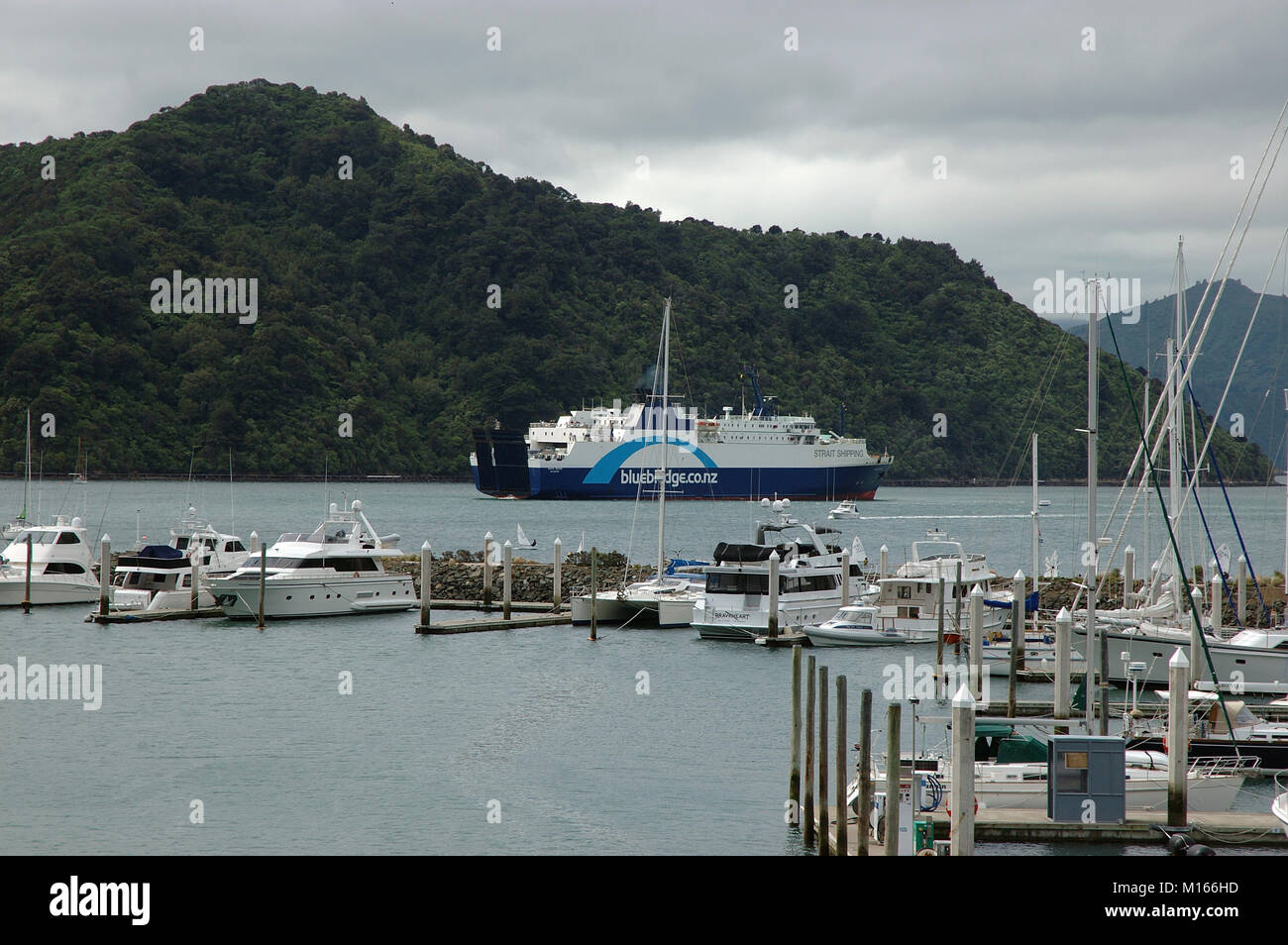 Picton Ferry, Picton, South Island, New Zealand, Queen Charlotte Sound. NZ Stock Photo