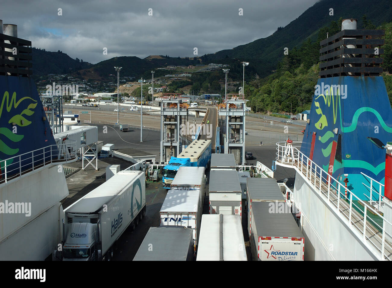 Loading Picton Ferry, Queen Charlotte Sound, South Isalnd, New Zealand. Stock Photo