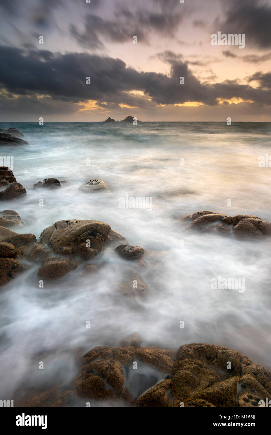 Porth Nanven; Looking to The Brisons; Cornwall; UK Stock Photo
