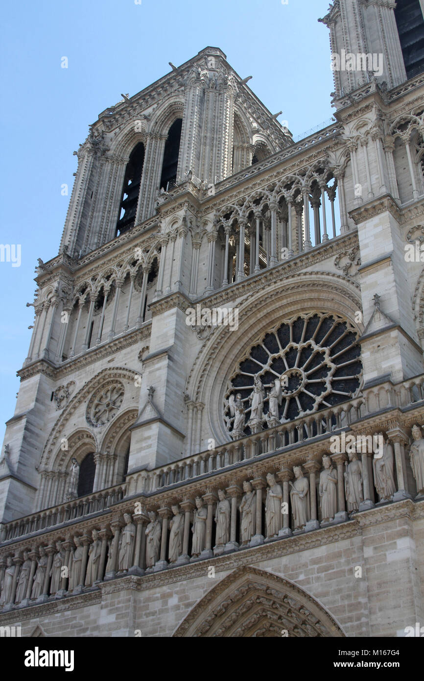 Close-up of the Western facade of the Notre Dame Cathedral, Paris, France  Stock Photo - Alamy