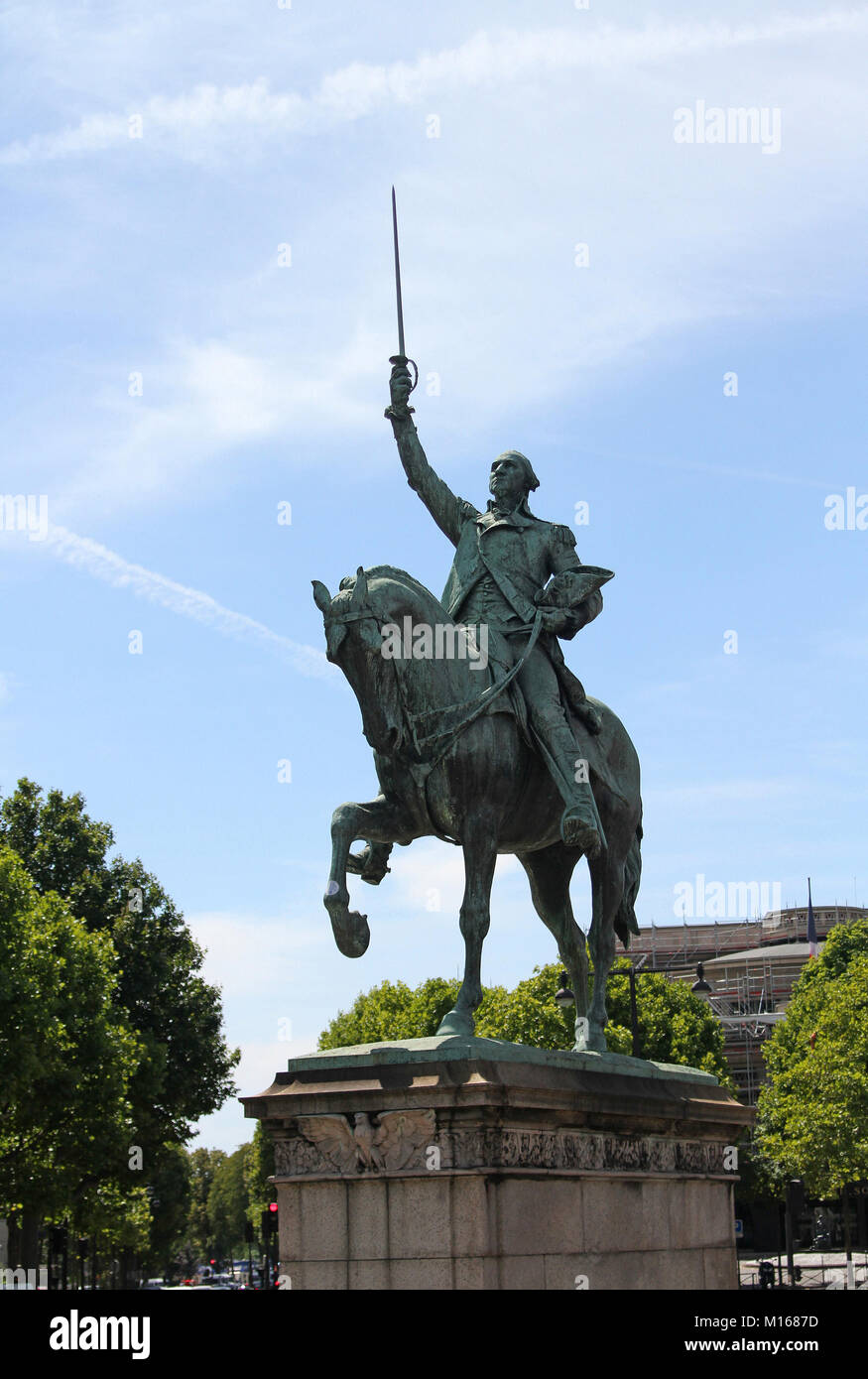 Bronze Washington statue, Place d'Iena, Paris, France Stock