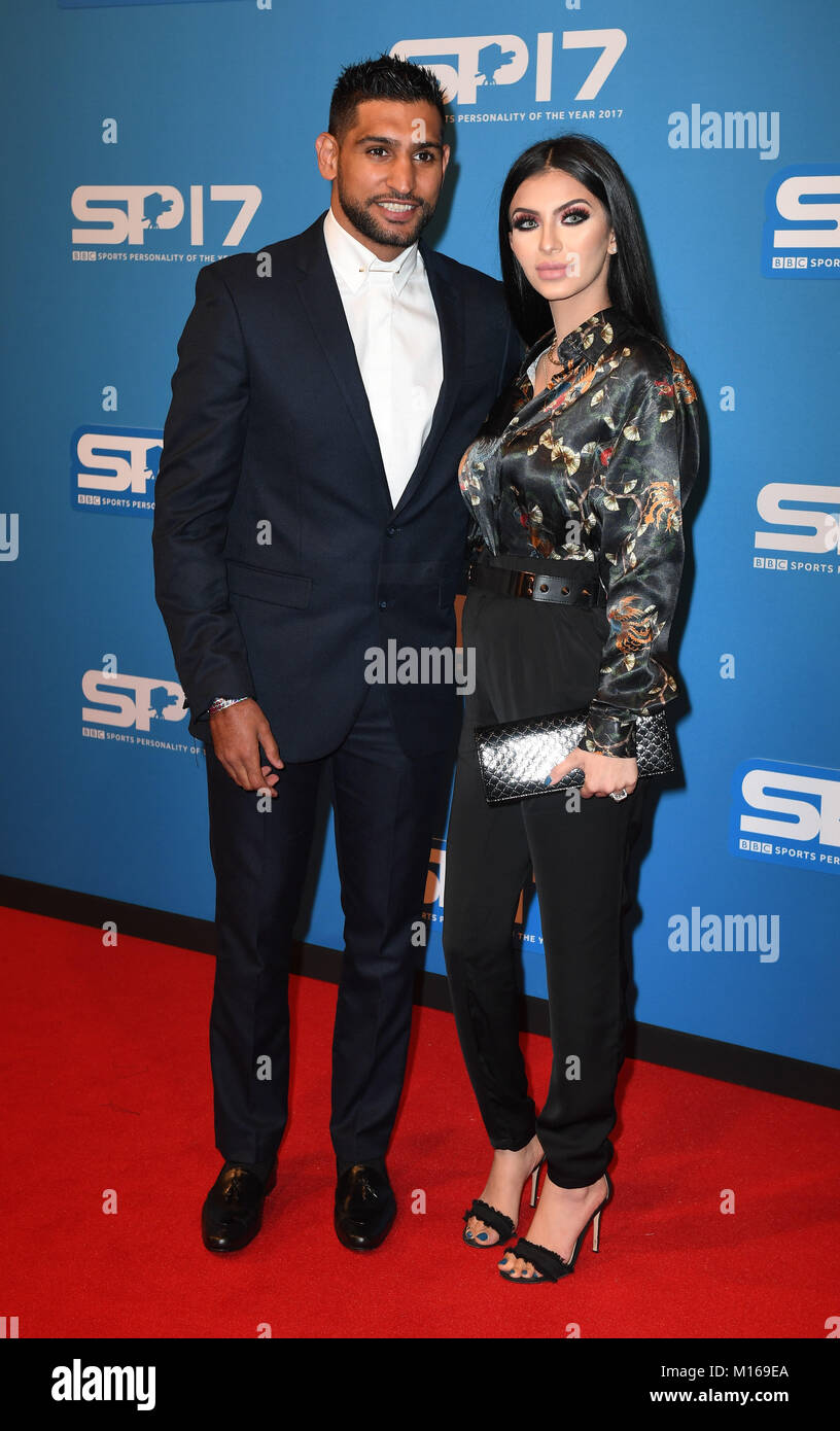 Amir Khan and Faryal Makhdoom arrives at the Echo Arena Liverpool for