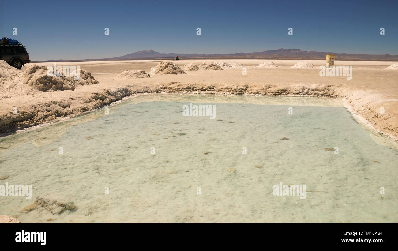 Salar de Uyuni Saltflats in Bolivia. Stock Photo