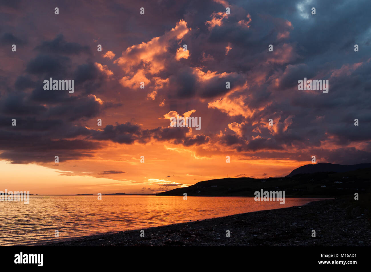 Sunset over Loch Broom from Ullapool, Scotland. Stock Photo