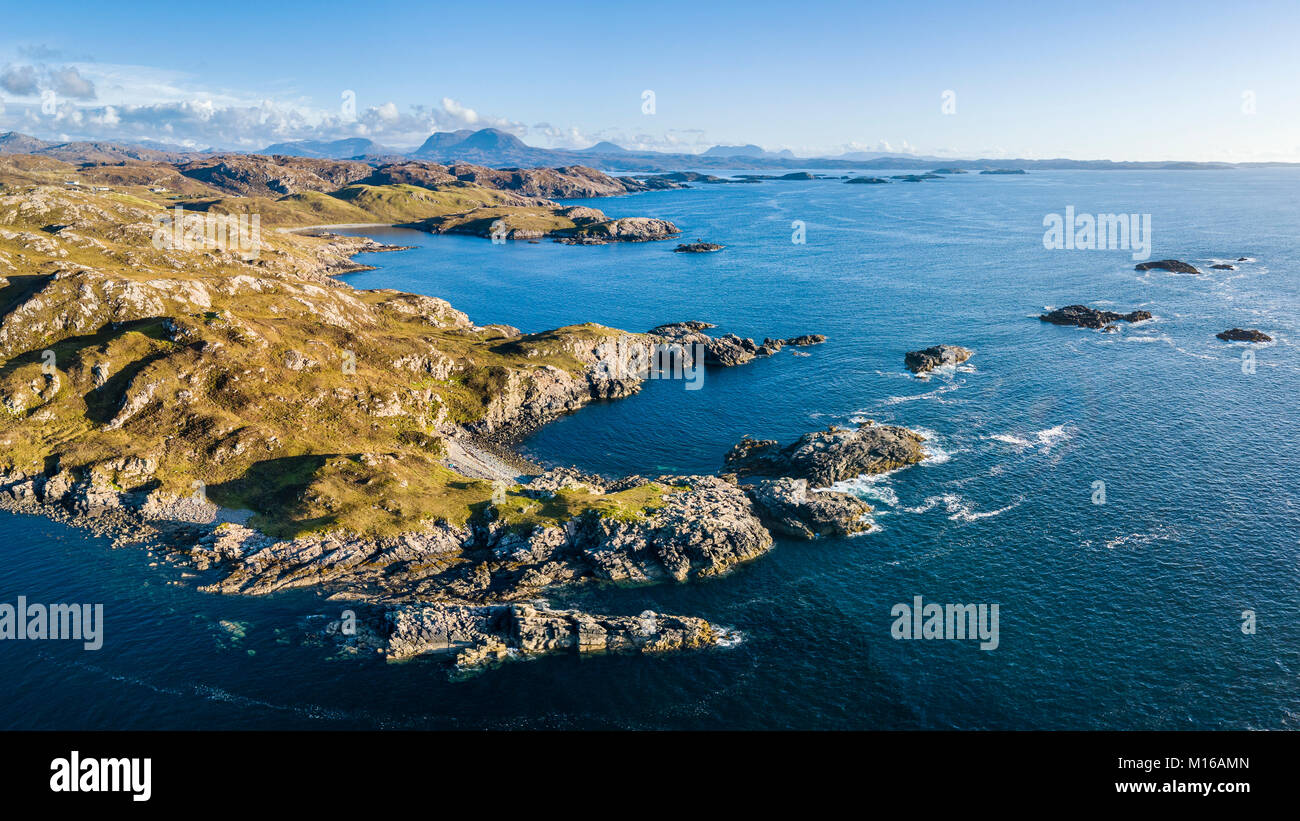 Rugged coastline along the North Coast 500, Northwest Highlands, Scotland, United Kingdom Stock Photo