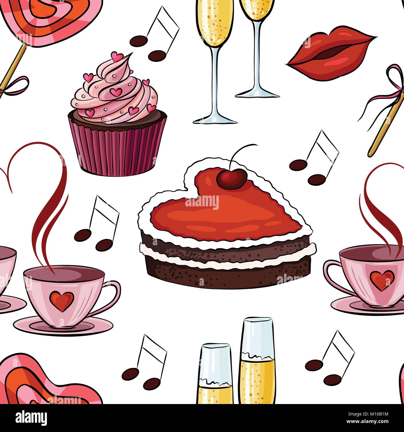 Vector illustration of a seamless pattern for Valentine's day Stock ...