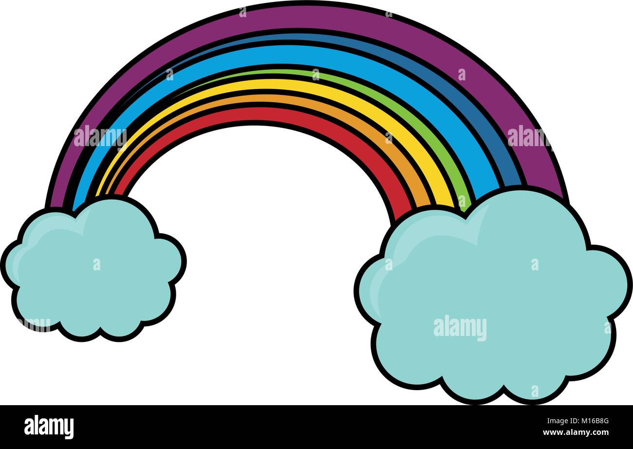 clouds with rainbow icon Stock Vector Image & Art - Alamy