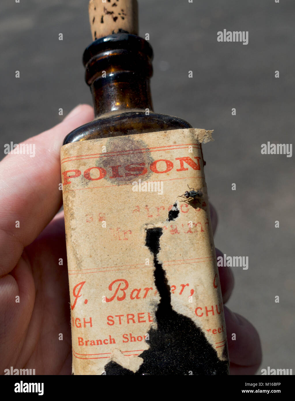 Australian poison bottle with old label Stock Photo