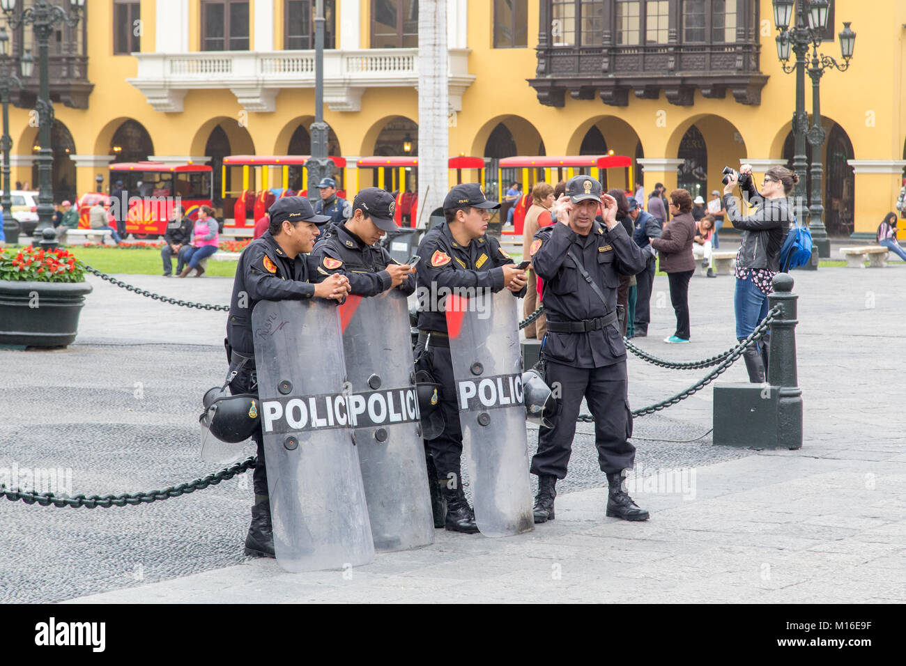 Policemen in Lima, Peru Stock Photo