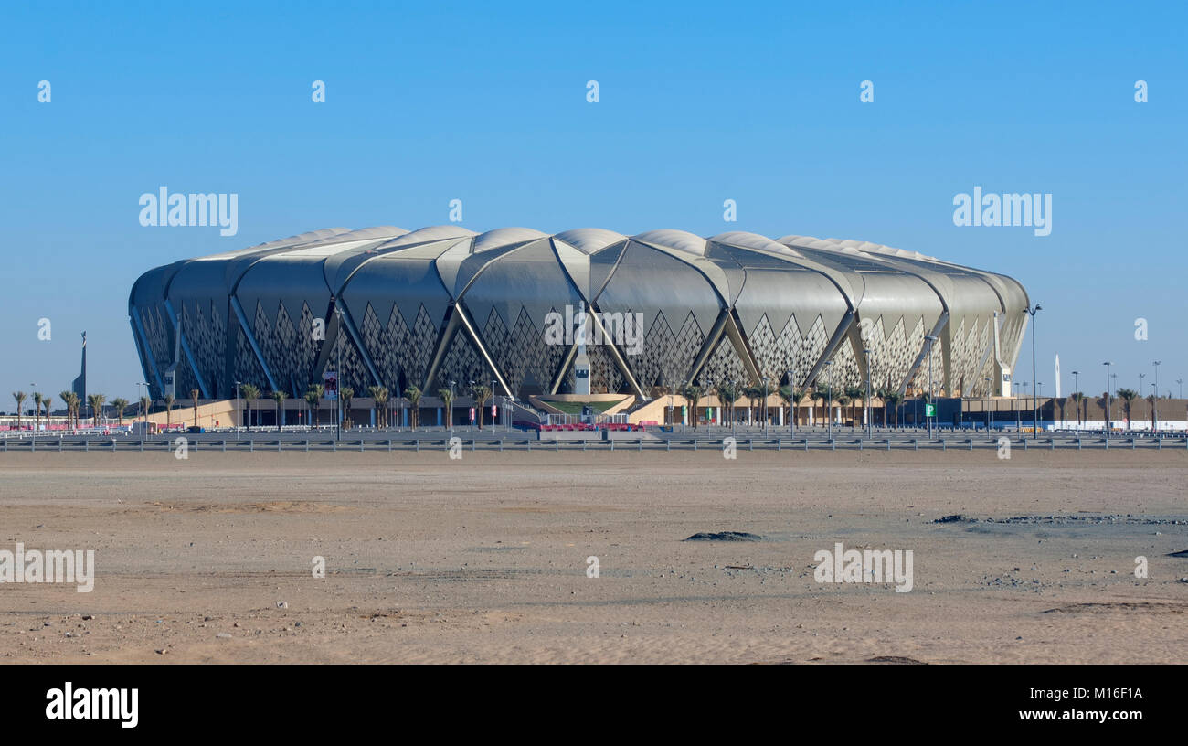 Al Jawhara Football Stadium on A Sunny Day in Jeddah, Saudi Arabia. Stock Photo