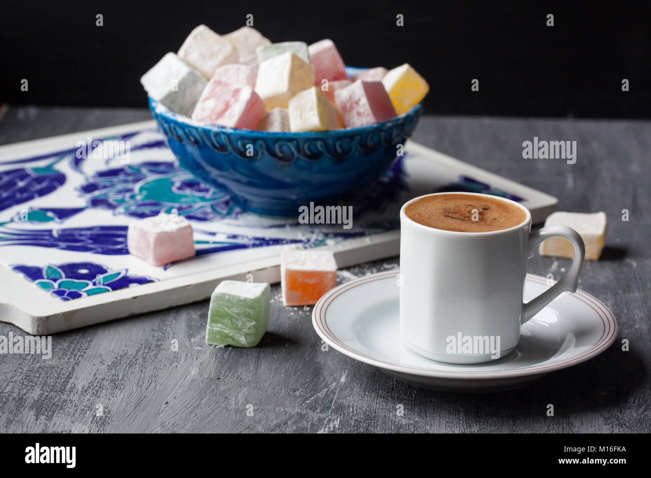 Turkish coffee and Turkish delight Stock Photo - Alamy