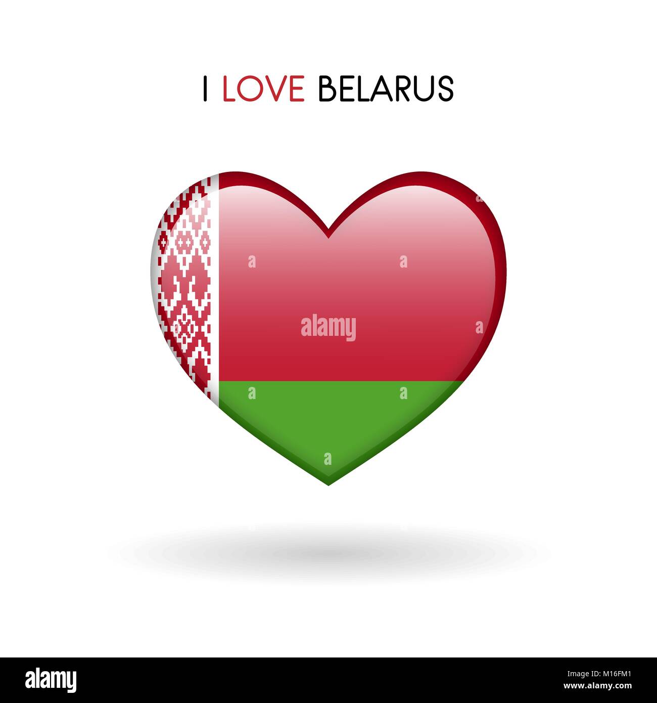 Love Belarus symbol. Flag Heart Glossy icon on a white background isolated vector illustration eps10 Stock Vector