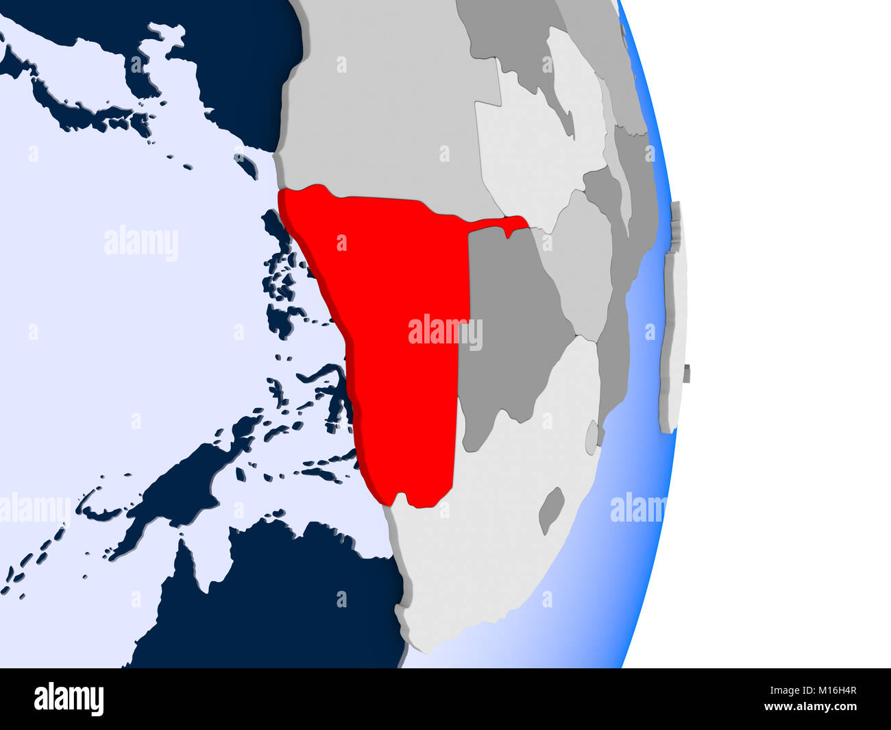 Democratic Republic of Congo in red on model of political globe with ...