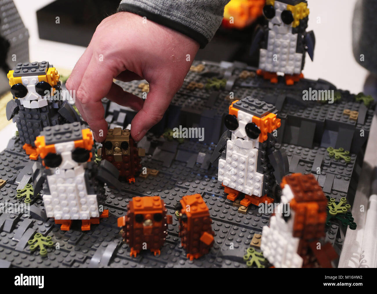 A model of Star Wars Porg characters at Brickxfest an event for Lego  enthusiasts at Tayto Park, Co. Meath Stock Photo - Alamy