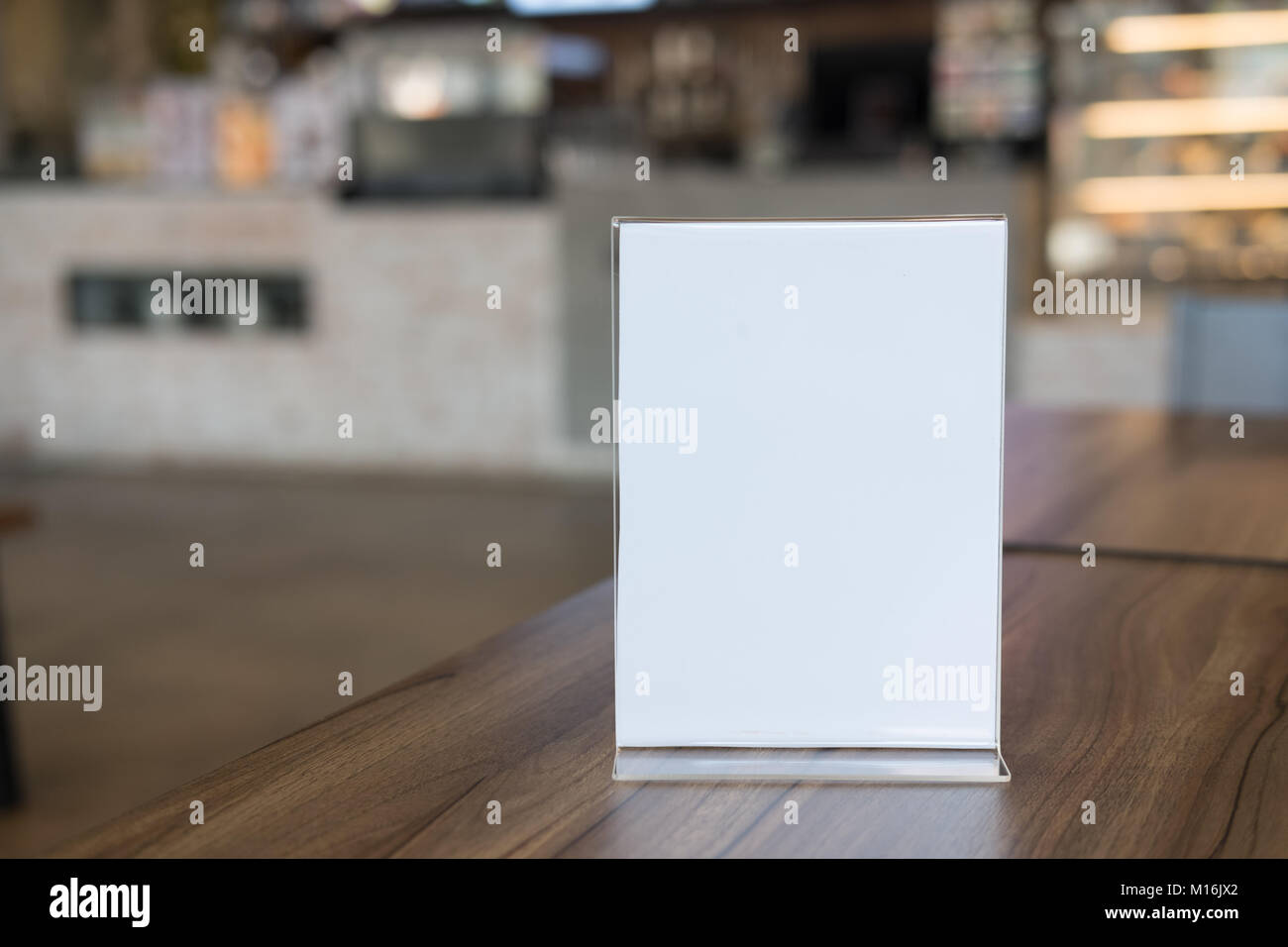Download White Label In Cafe Display Stand For Acrylic Tent Card In Coffee Stock Photo Alamy PSD Mockup Templates
