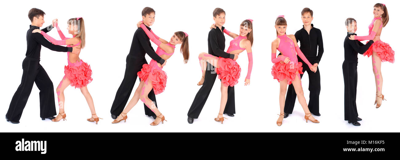 dance ballroom couple in colorful dress dance pose isolated on white  background. sensual professional dancers dancing walz, tango, slowfox and  quickstep. Stock Photo | Adobe Stock