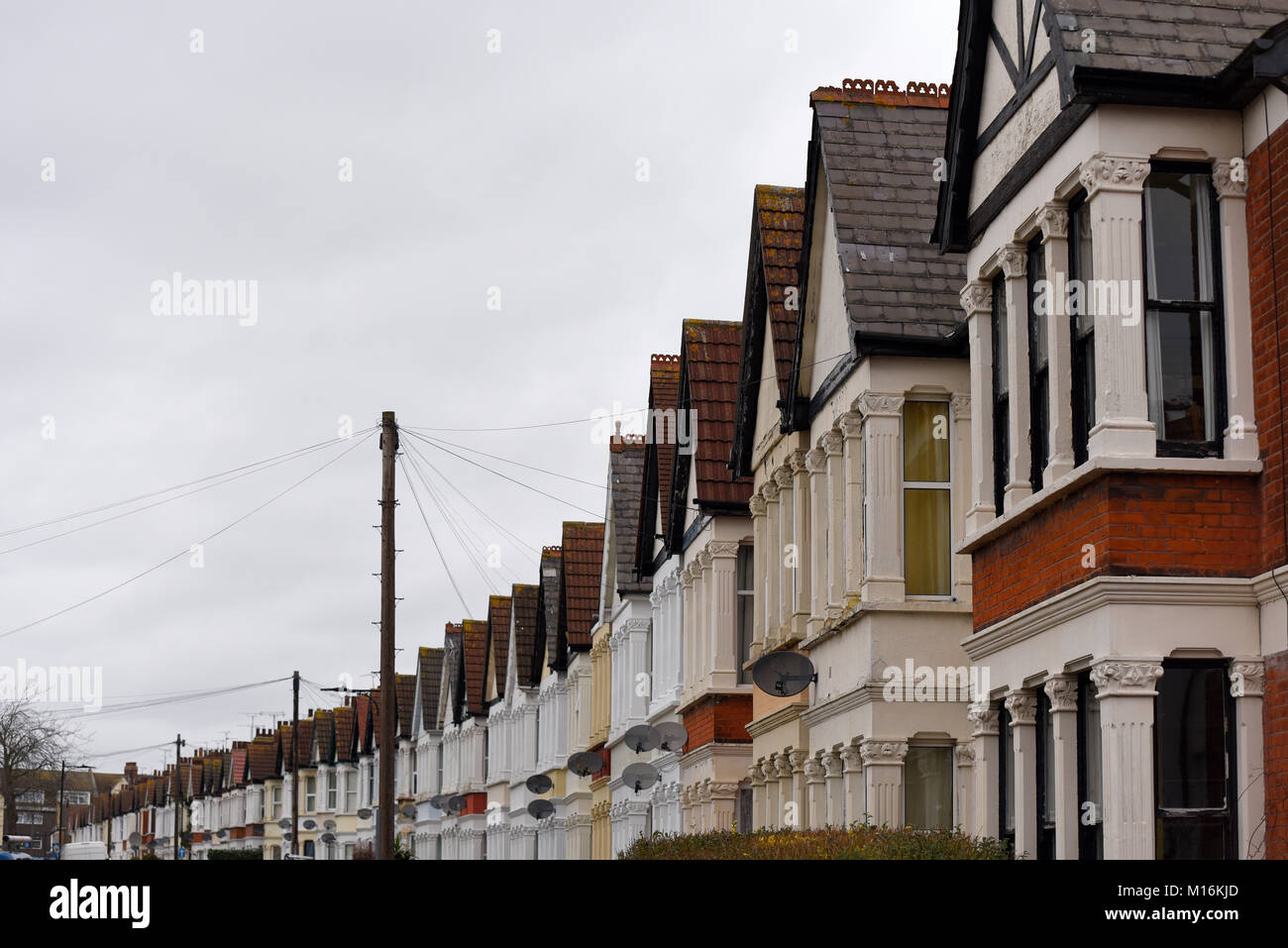 Burdett Avenue in Westcliff on Sea, Essex, UK. Row of Edwardian era