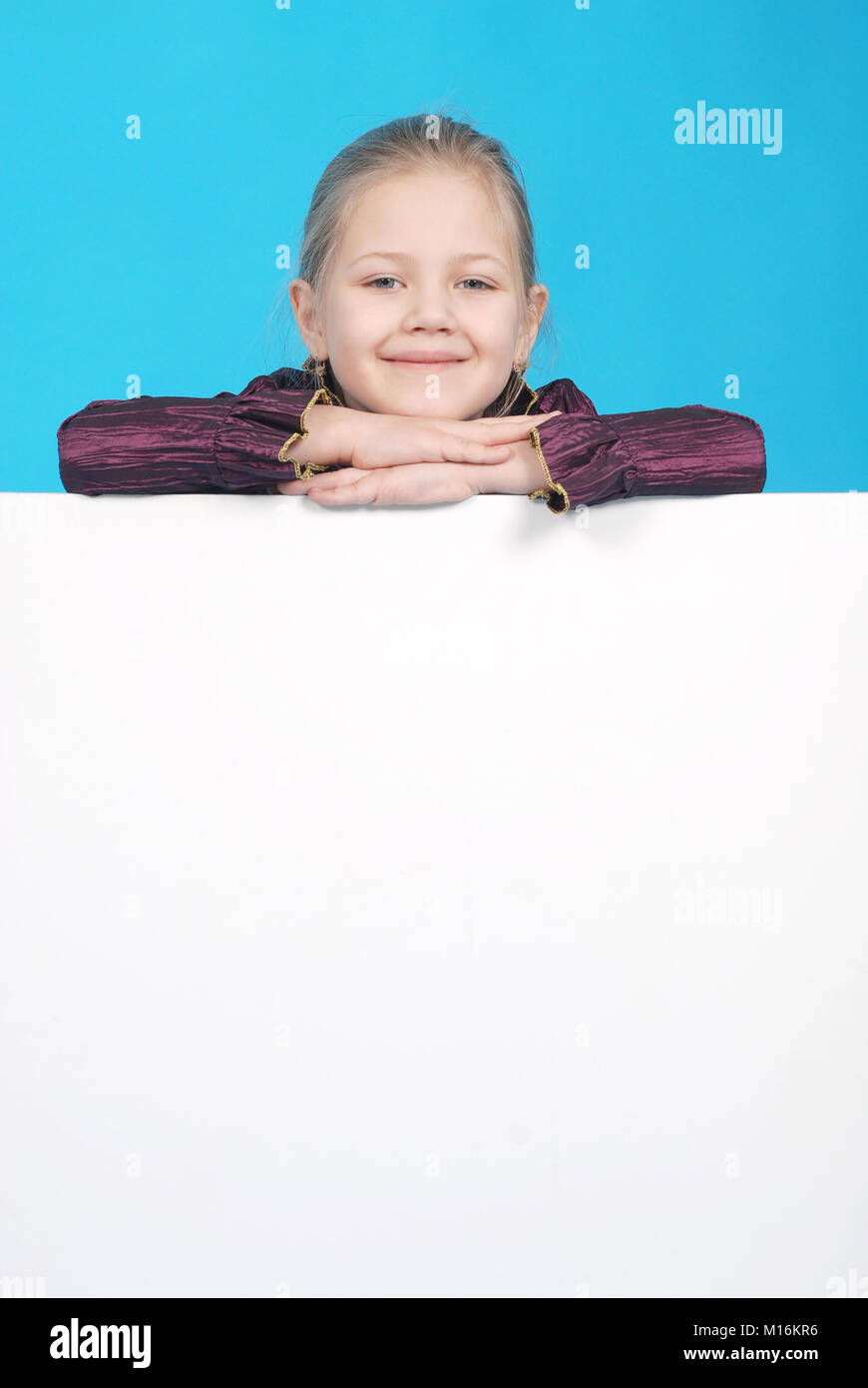 girl and white message board Stock Photo Alamy