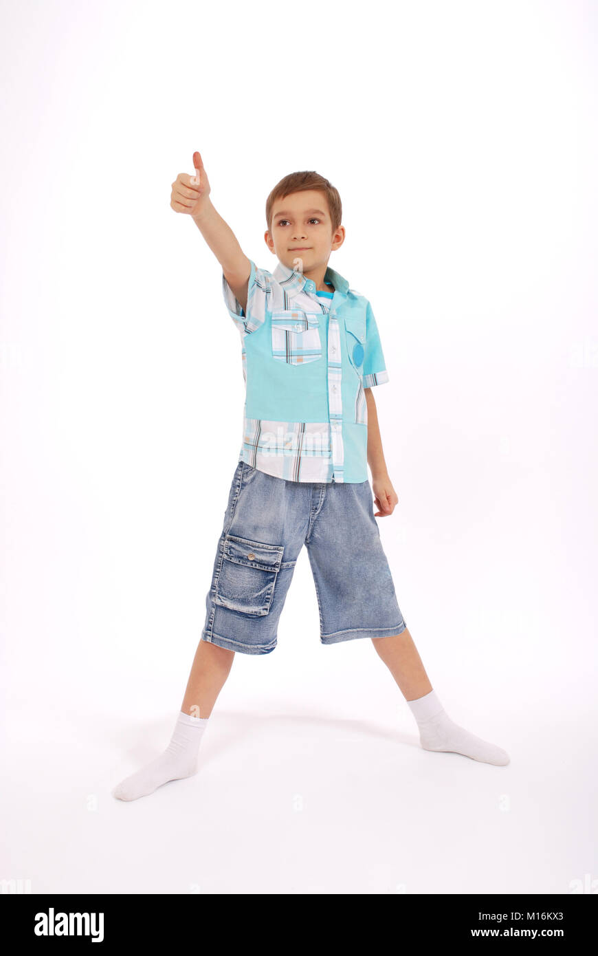 The boy poses, isolated on white background Stock Photo - Alamy