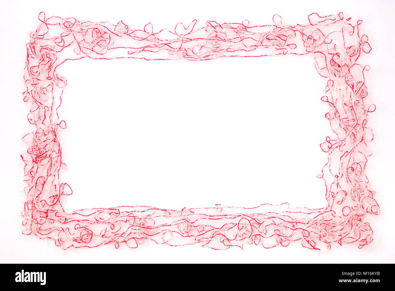 Frame. Red and white threads isolated on a white background Stock Photo ...
