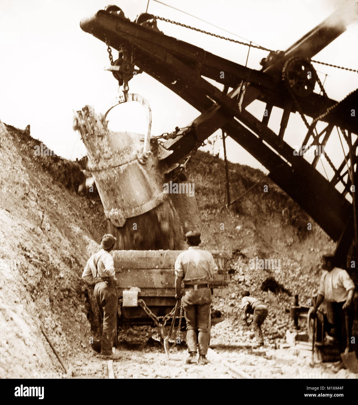 Navvies building a railway line in the UK, early 1900s Stock Photo