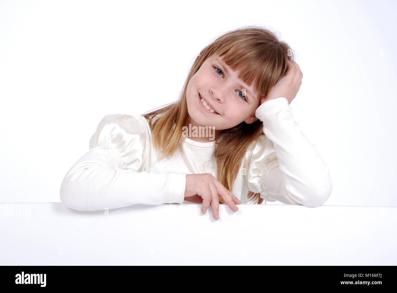 girl and white message board Stock Photo Alamy