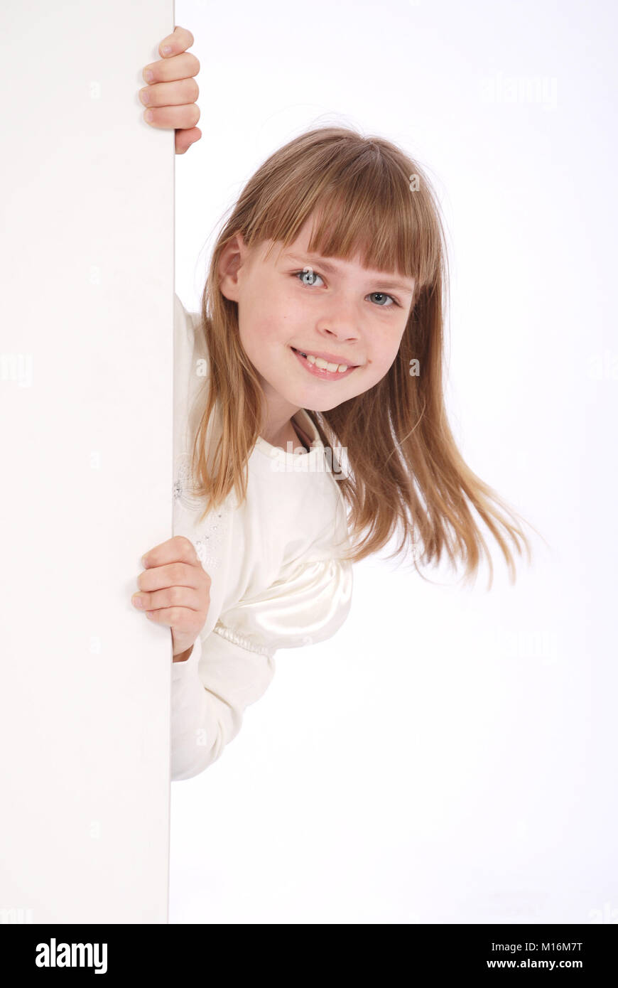 girl and white message board Stock Photo Alamy
