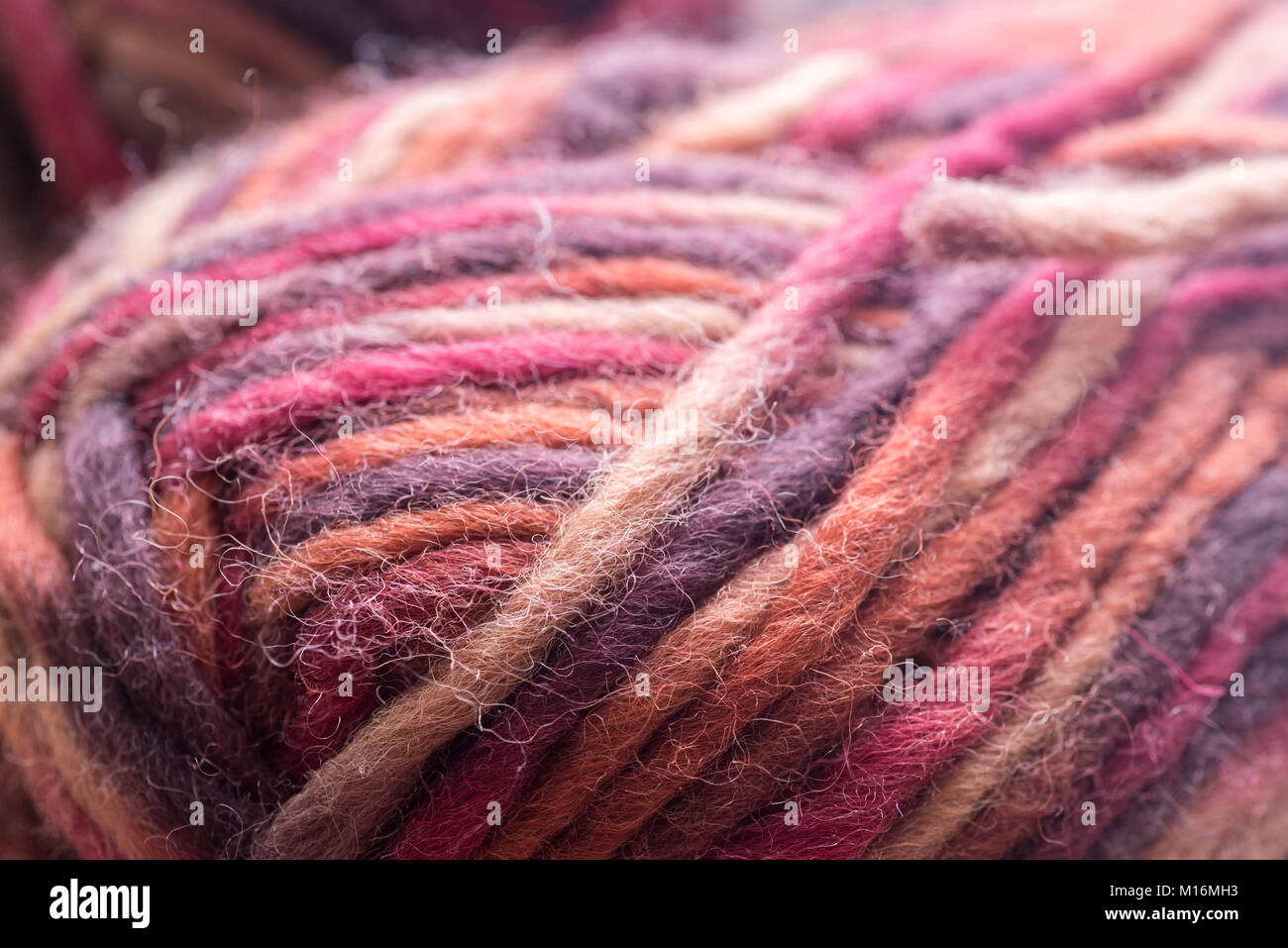macro of multicolored wool yarn in skein Stock Photo