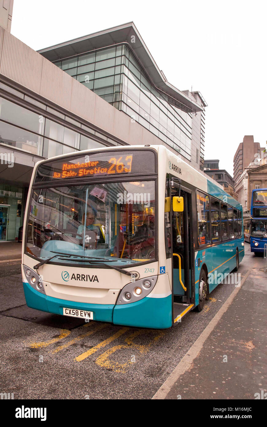 Arriva bus at Piccadilly Gardens Plaza bus station Manchester. Stock Photo