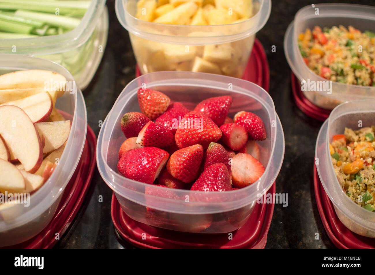 Food in plastic containers for meal prep Stock Photo Alamy