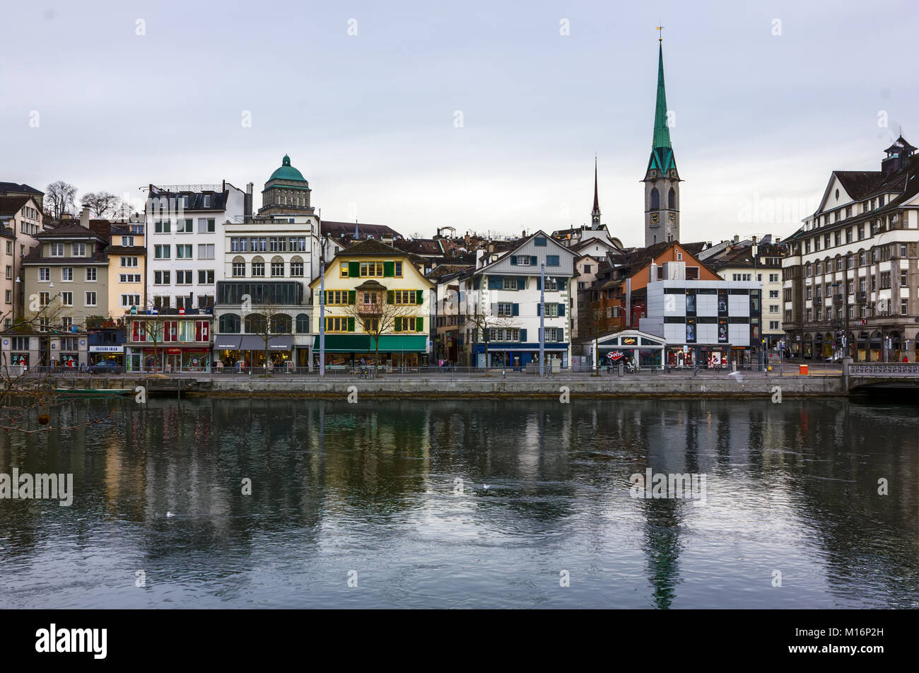A winter day in Zurich, Switzerland Stock Photo