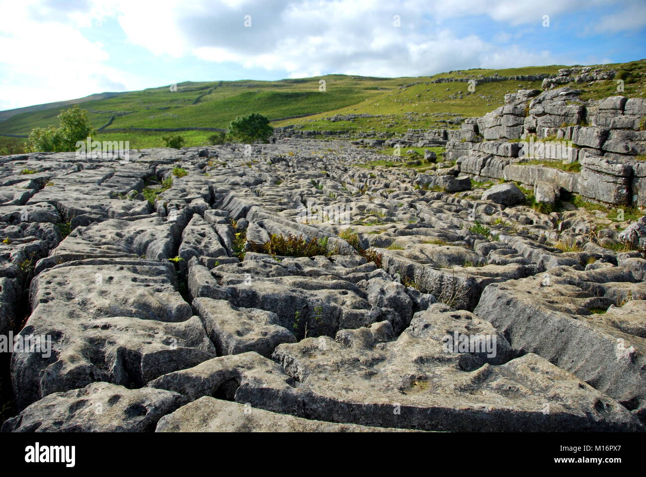 The limestone pavement at the top of Malham Cove in the Yorkshire Dales