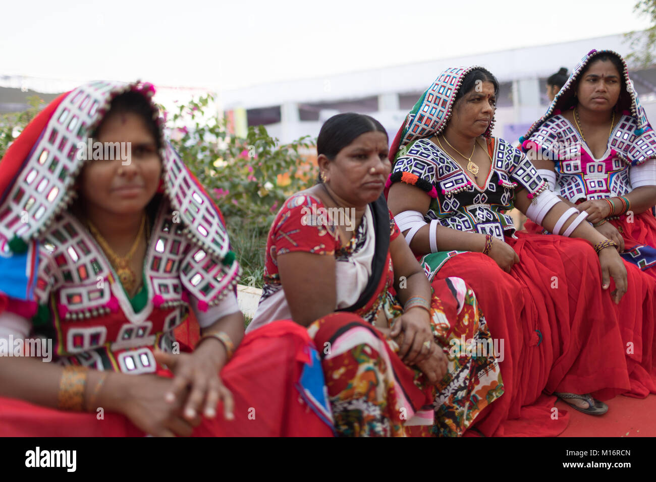 Indian tribal women called Lambadas at Hyderabad Literary Festival in Hyderabad,India Stock Photo