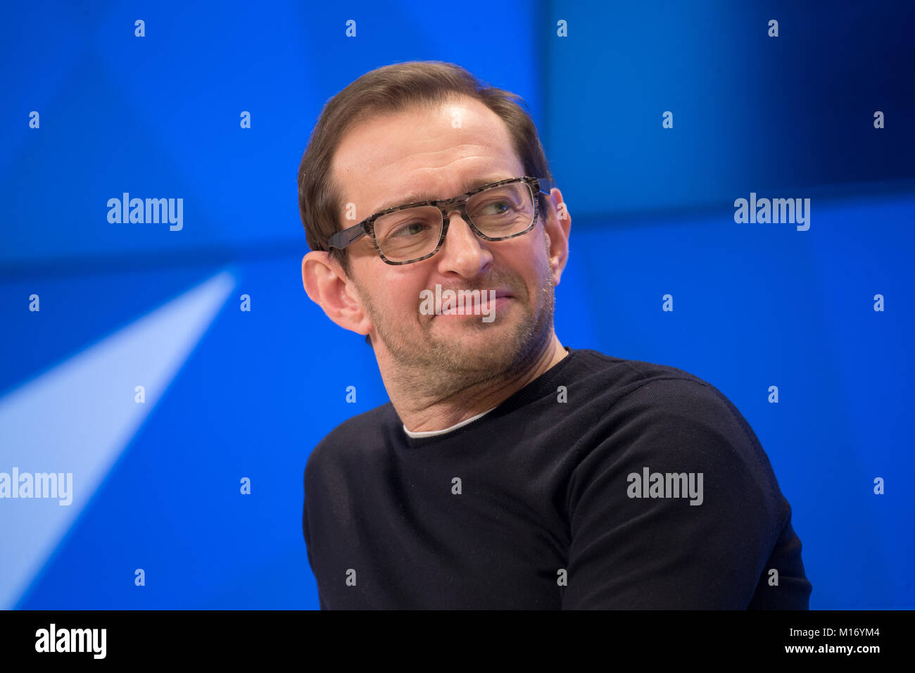 Moscow, Russia. 25th January, 2018. Actor Konstantin Khabensky at a news conference ahead of the press-preview of the Selfie film at the Rossiya Segodnya news agency's international multimedia press center. Credit: Victor Vytolskiy/Alamy Live News Stock Photo