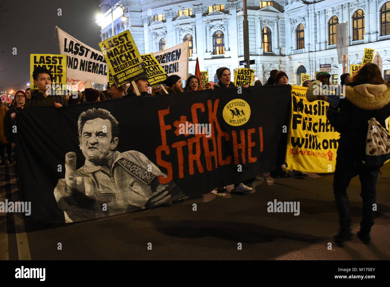 Vienna, Austria. 26th Jan, 2018. Demonstrations against the so-called Academics’ Ball, hosted by Austria's far-right freedom party (FPÖ) Stock Photo