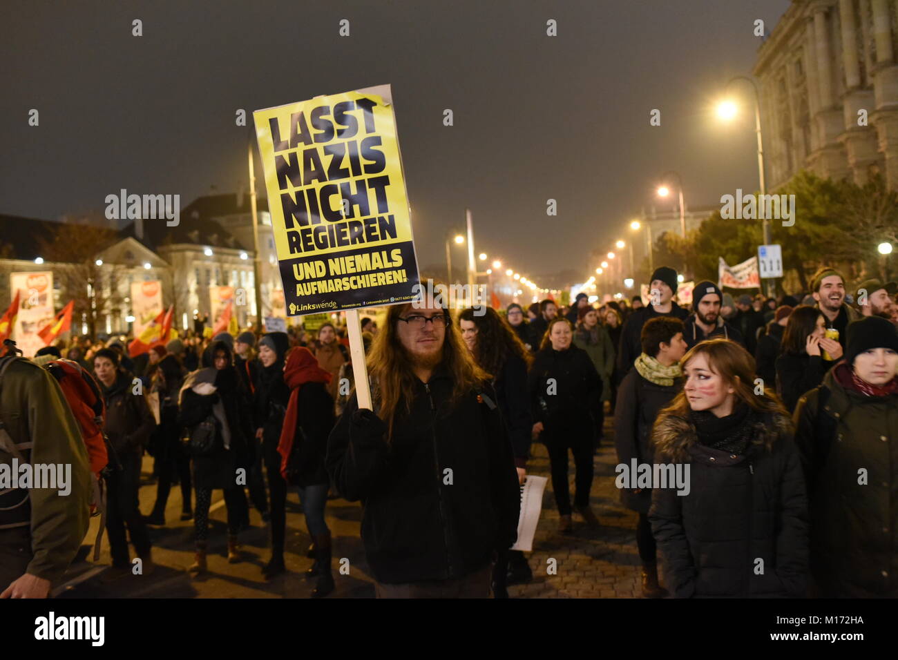 Vienna, Austria. 26th Jan, 2018. Protest against the Akademiker Ball, hosted by the right-wing freedom party (FPÖ) Stock Photo