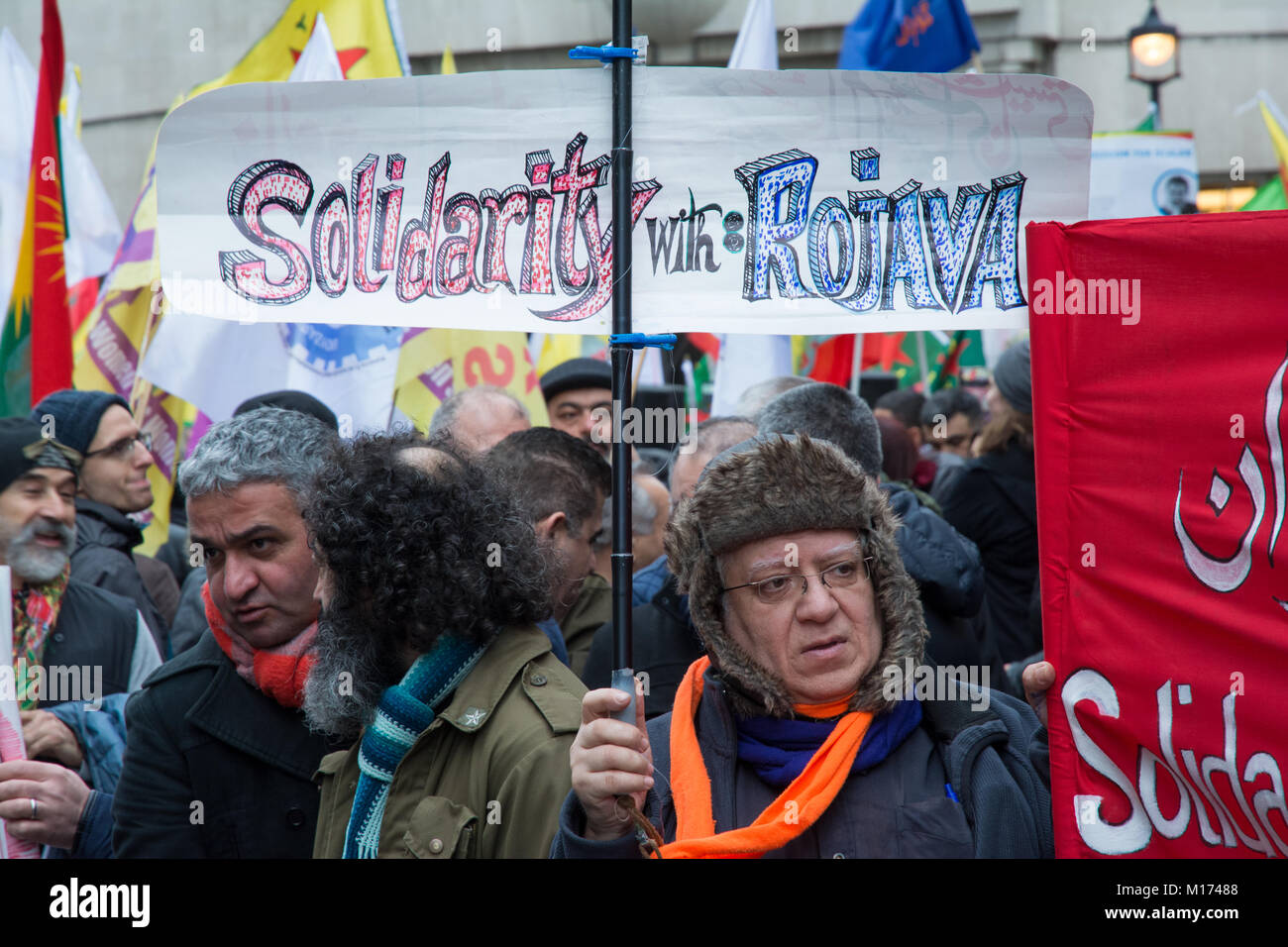 London, UK, 27th January 2018. Protesters showing solidarity with the ...